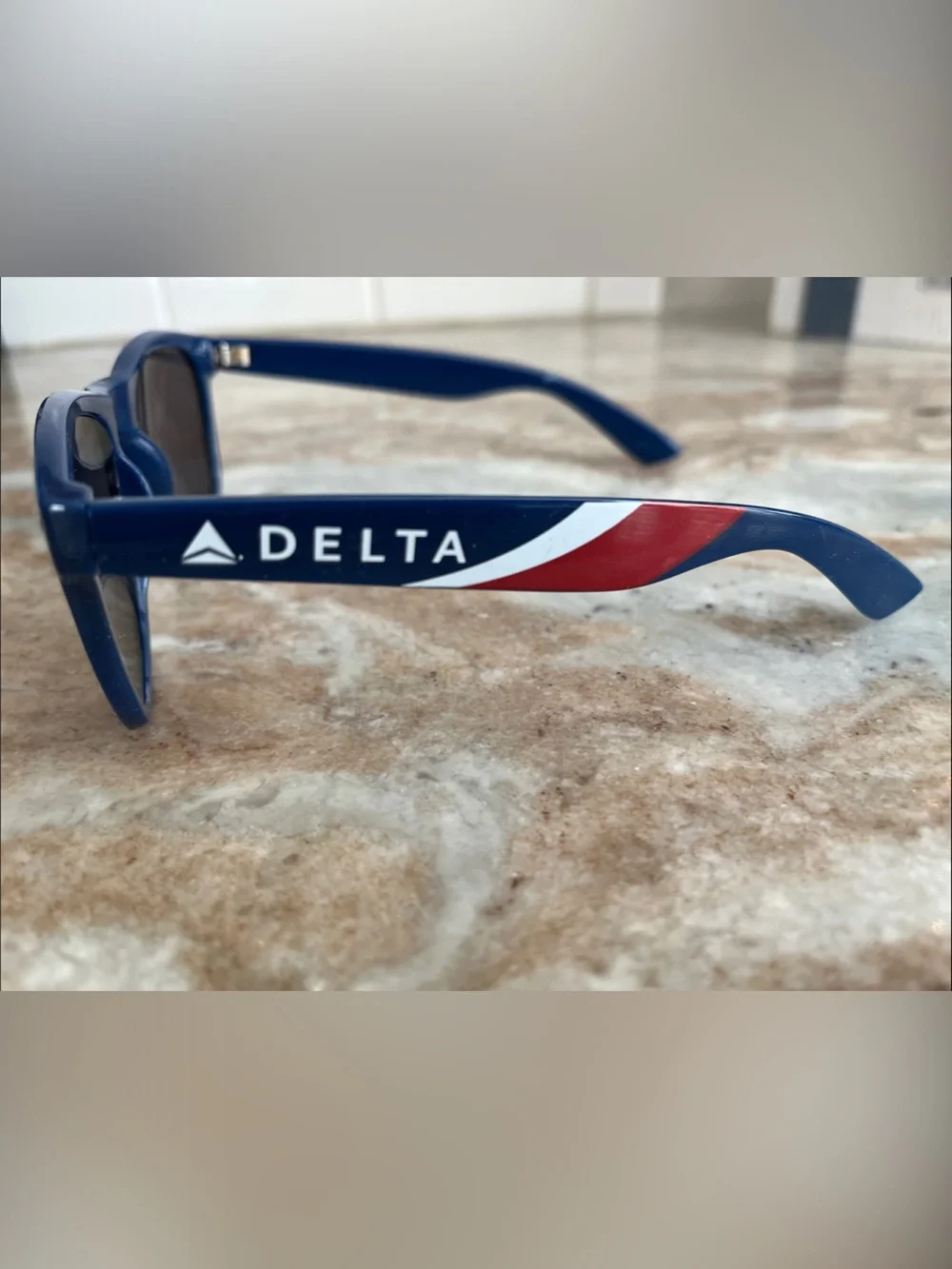 Delta Navy Sunglasses with Red and White Accent